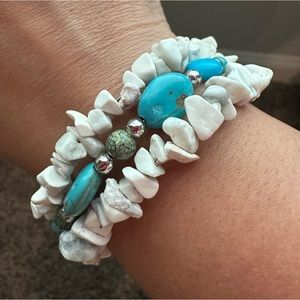 Turquoise with Puka Shells Wrap Bracelet